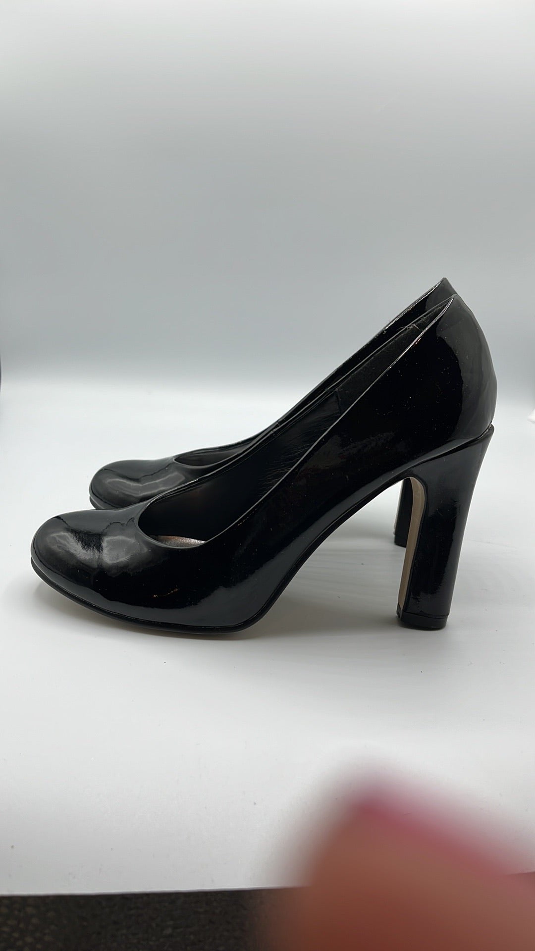 Patent leather black heels
