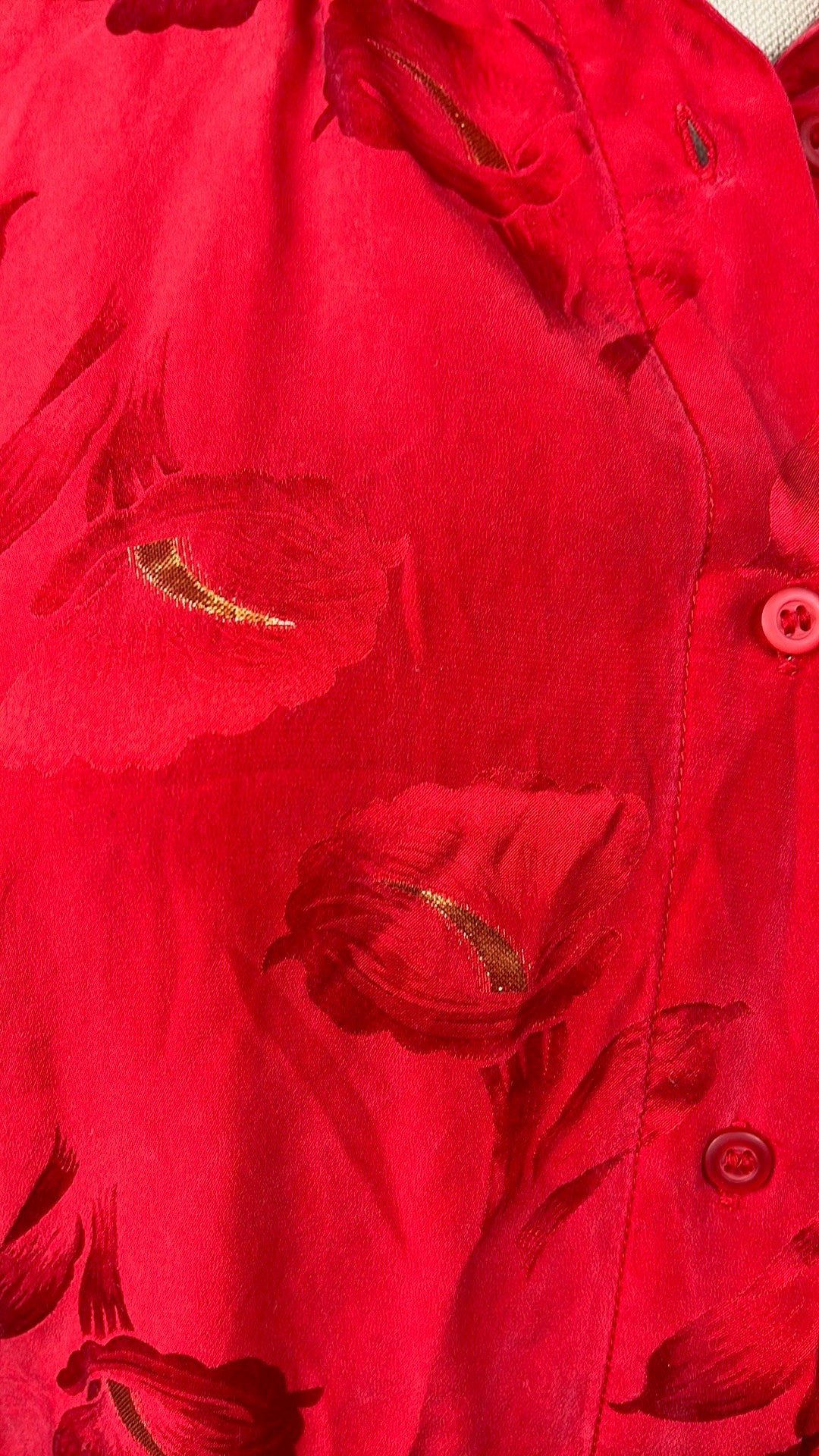 silk red blouse with gold
