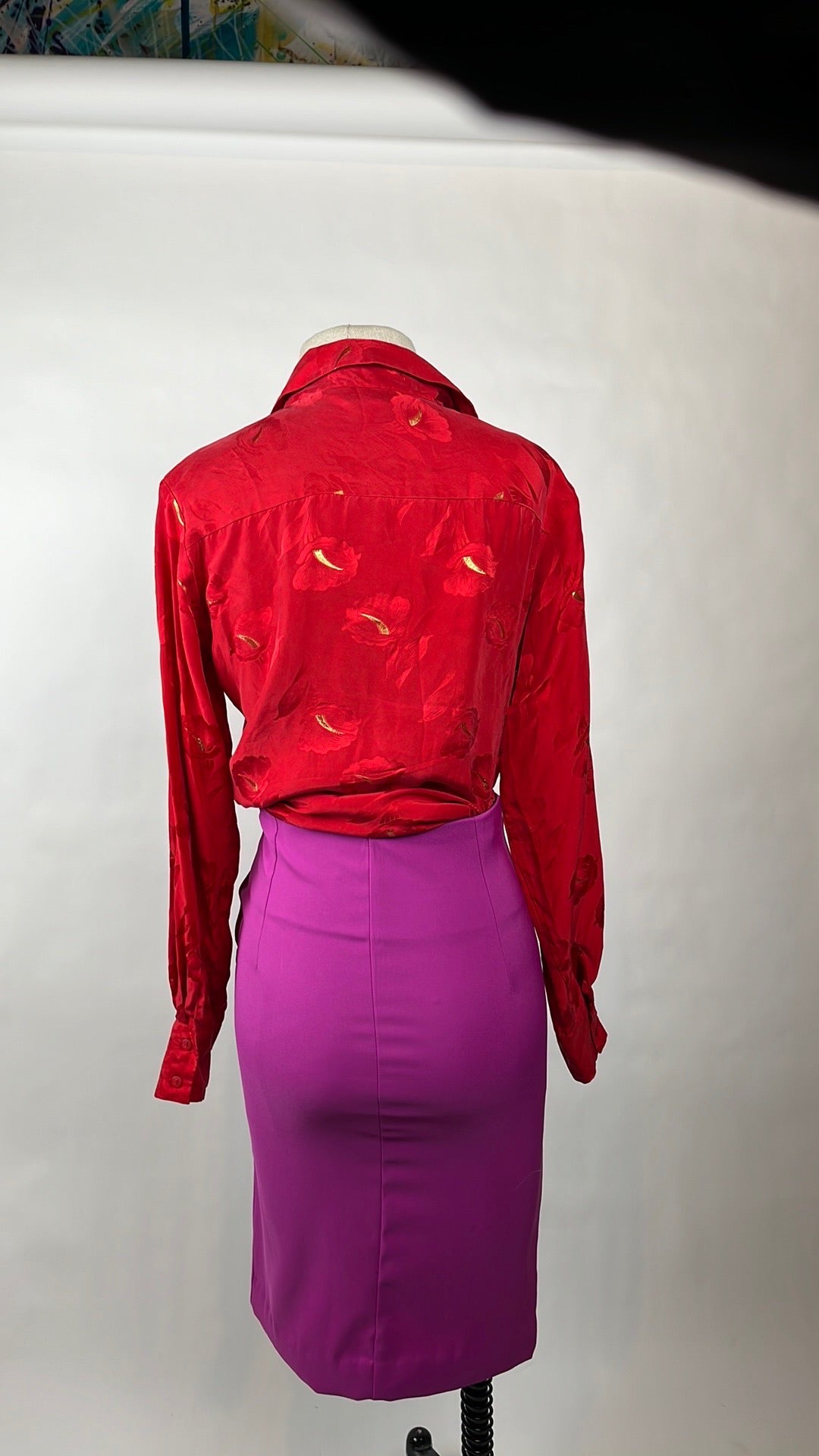 silk red blouse with gold