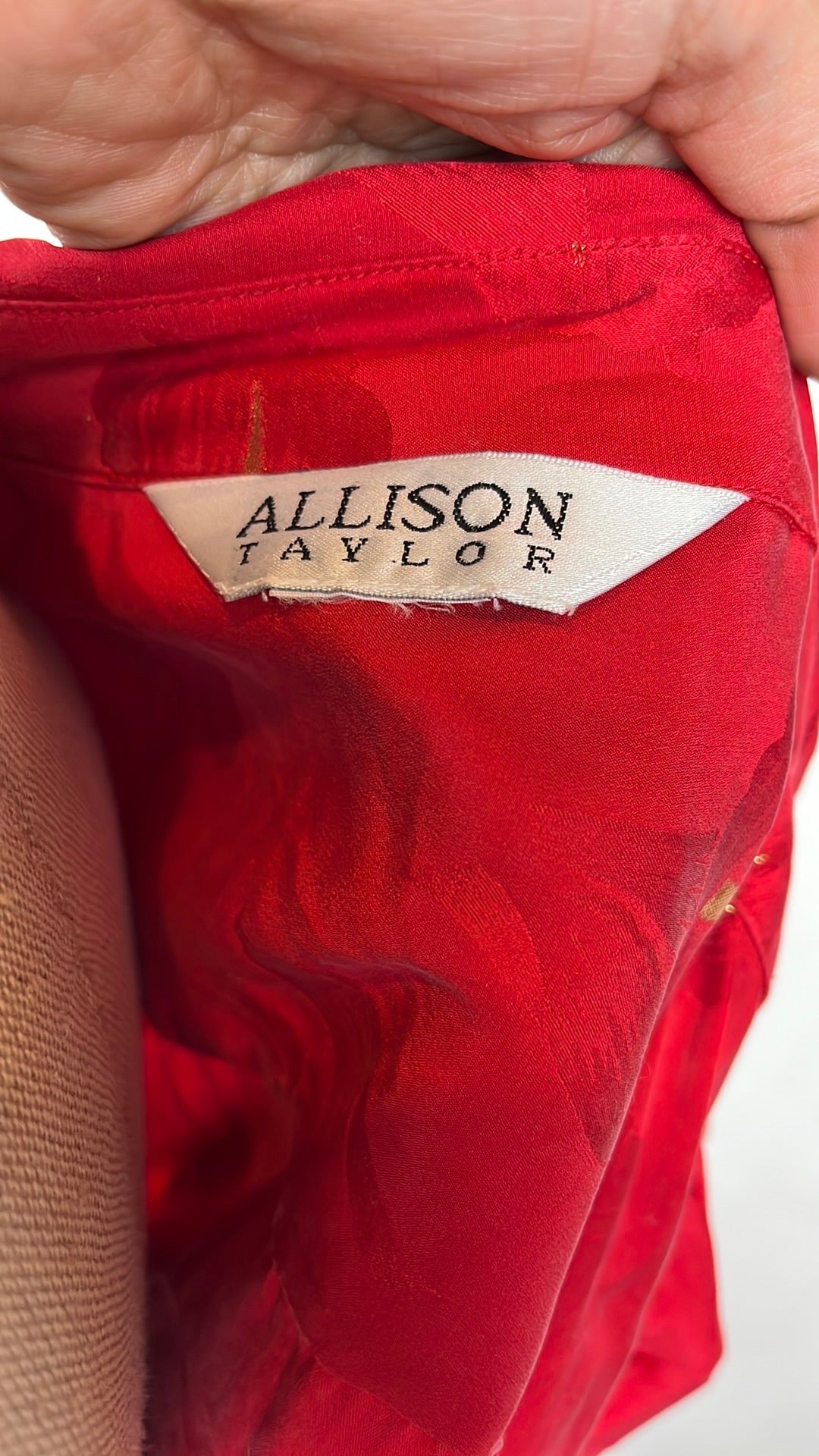 silk red blouse with gold