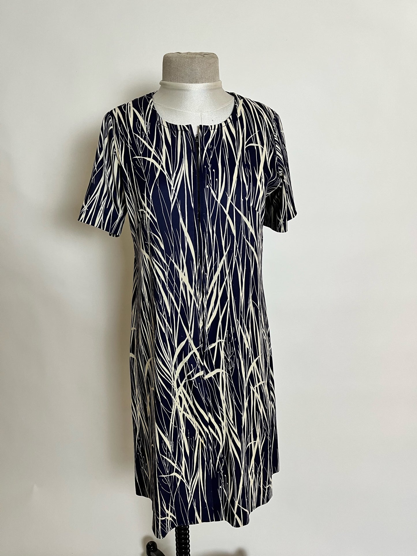 navy bamboo vintage dress with zipper