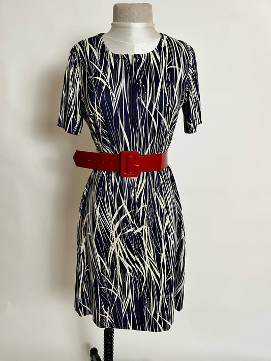 navy bamboo vintage dress with zipper