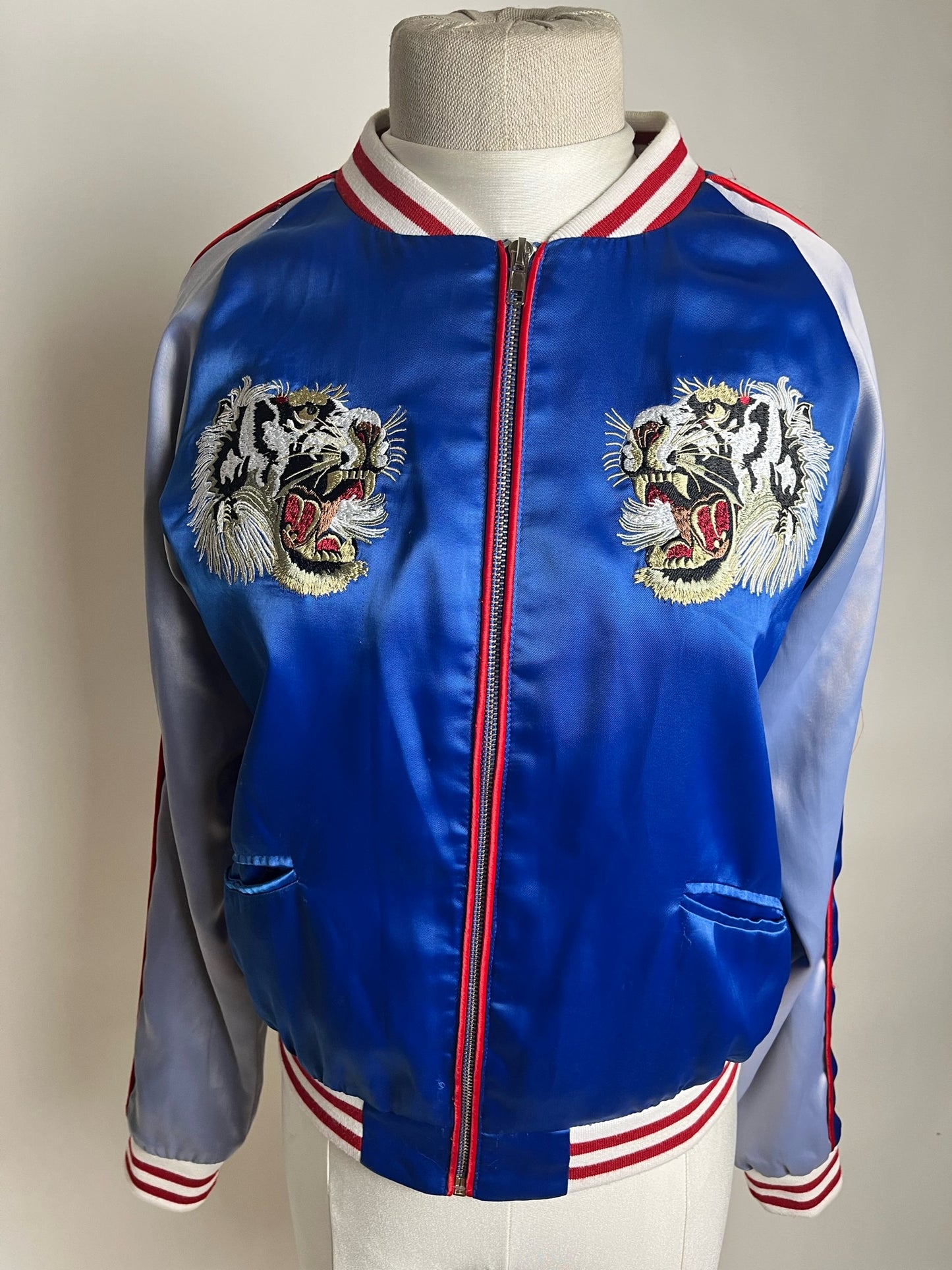 year of the tiger jacket blue satin