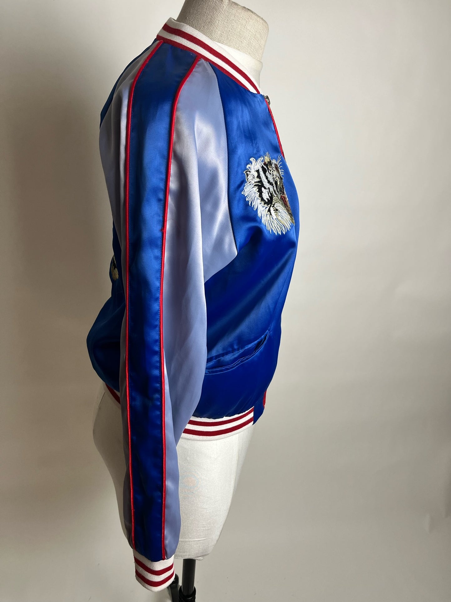 year of the tiger jacket blue satin