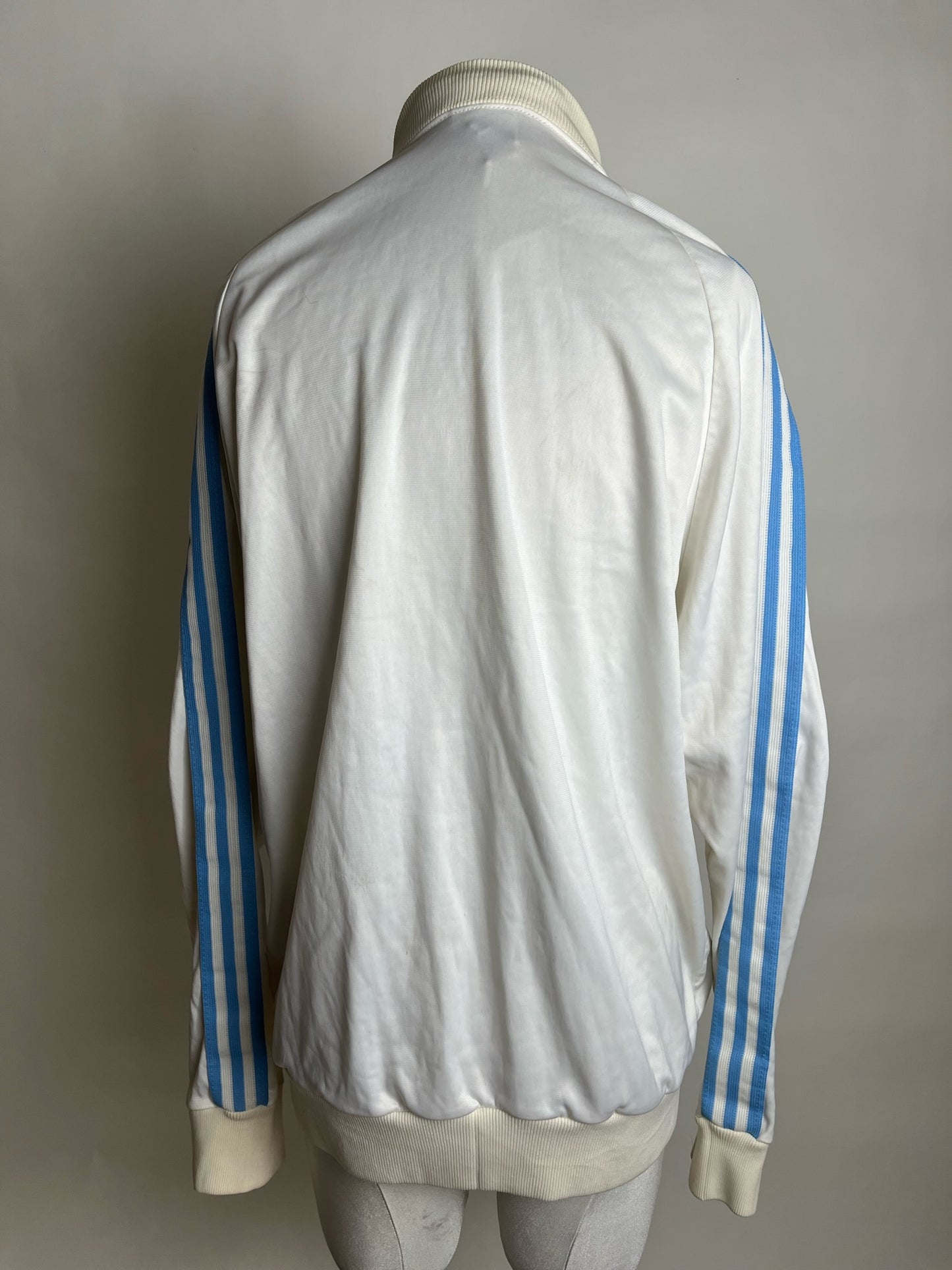 white and baby blue adidas jacket