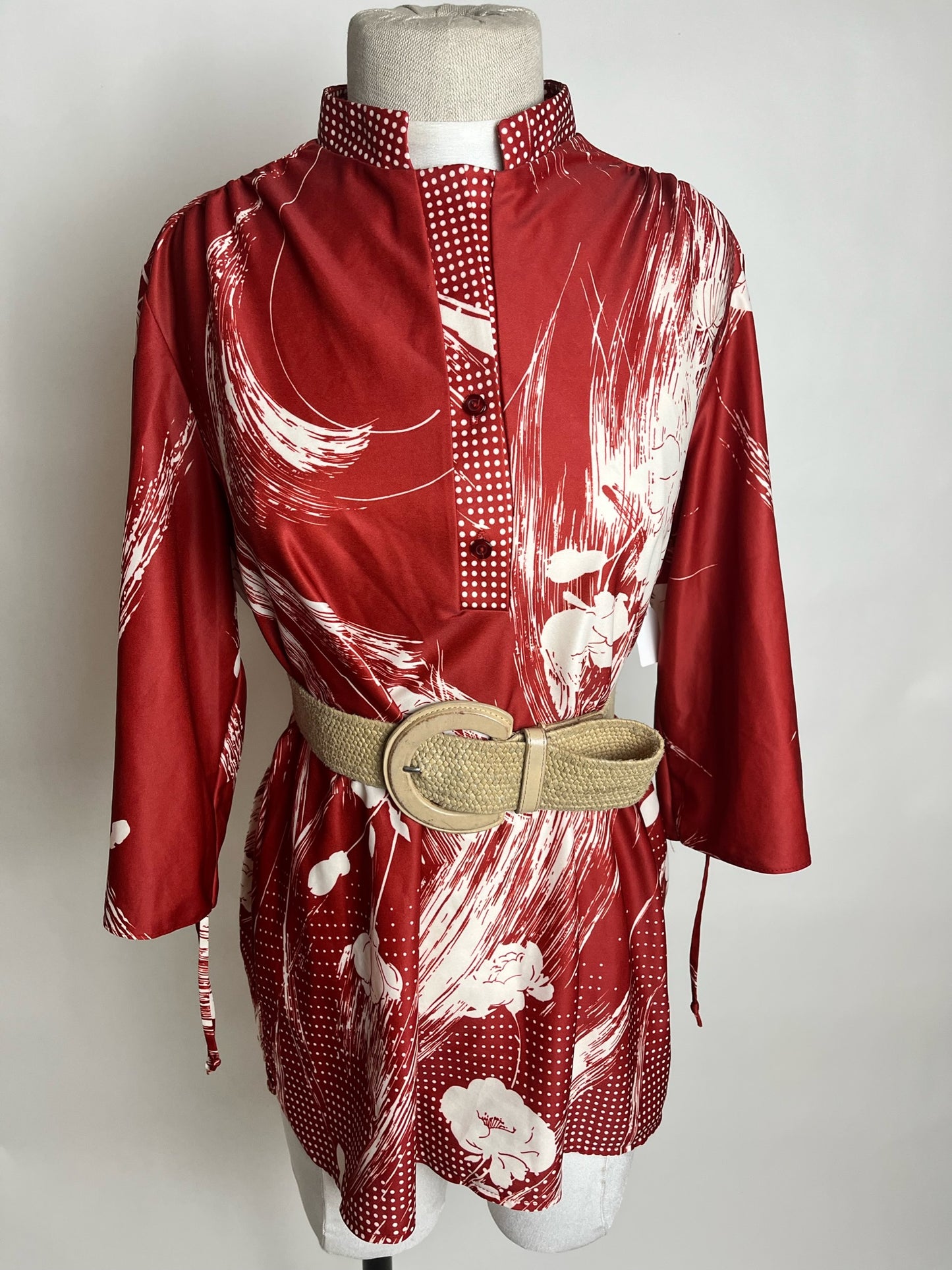 maroon and flower vintage top