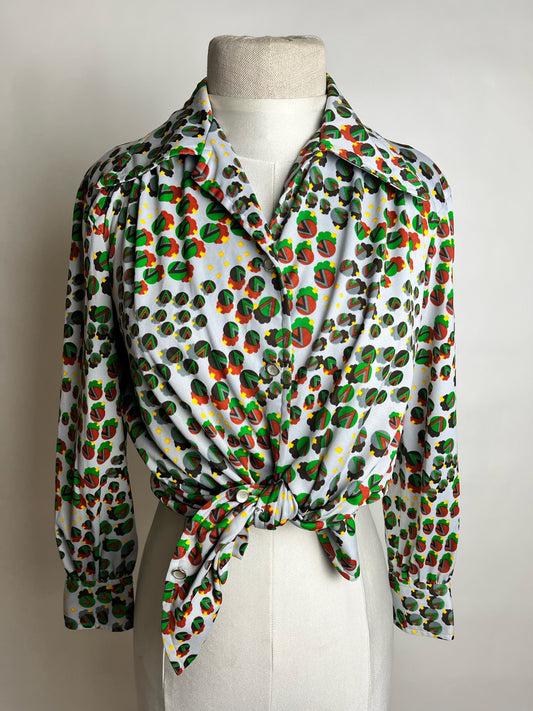 long sleeve polka dot multi color vintage top