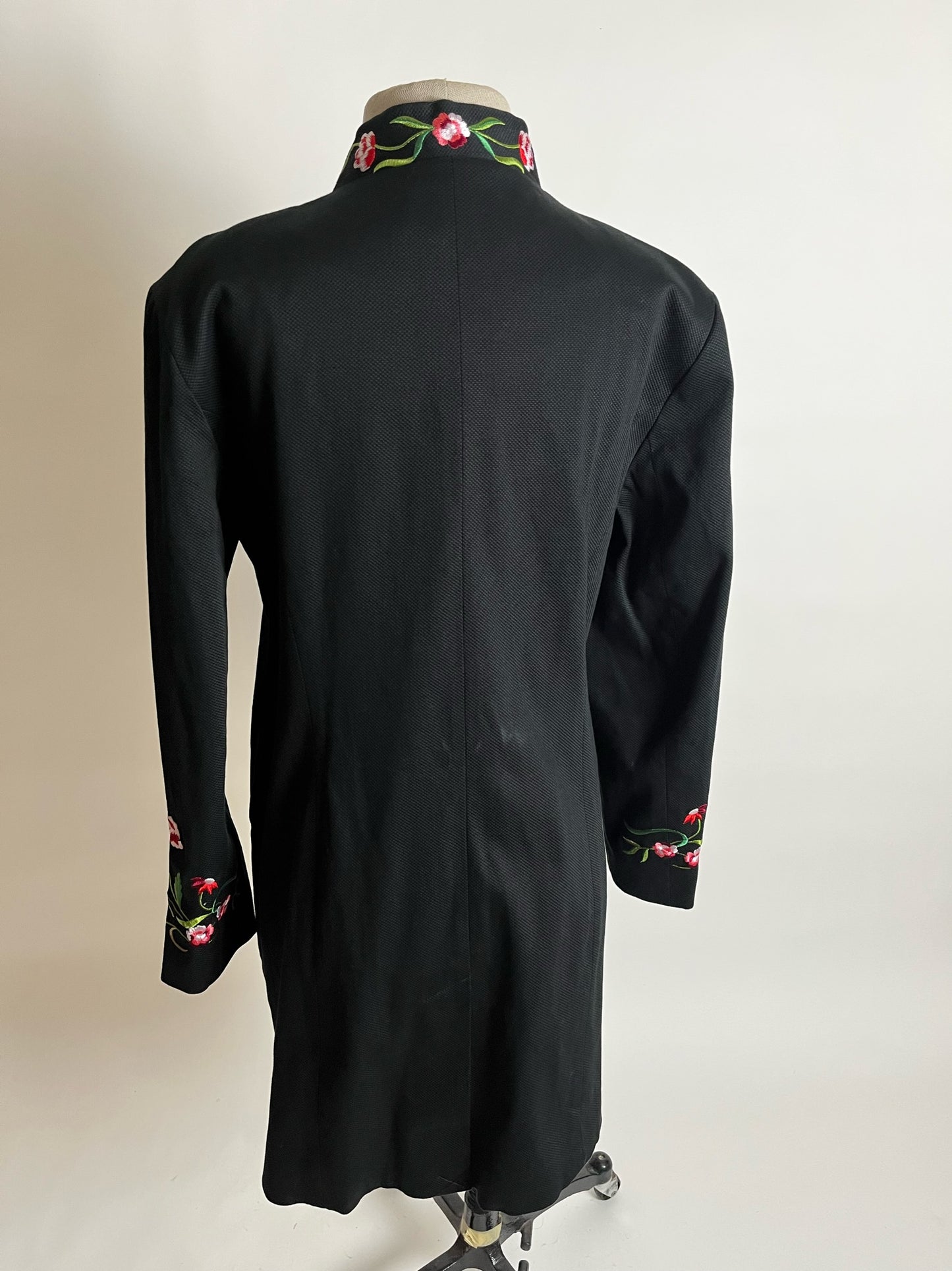 embroidered black coat