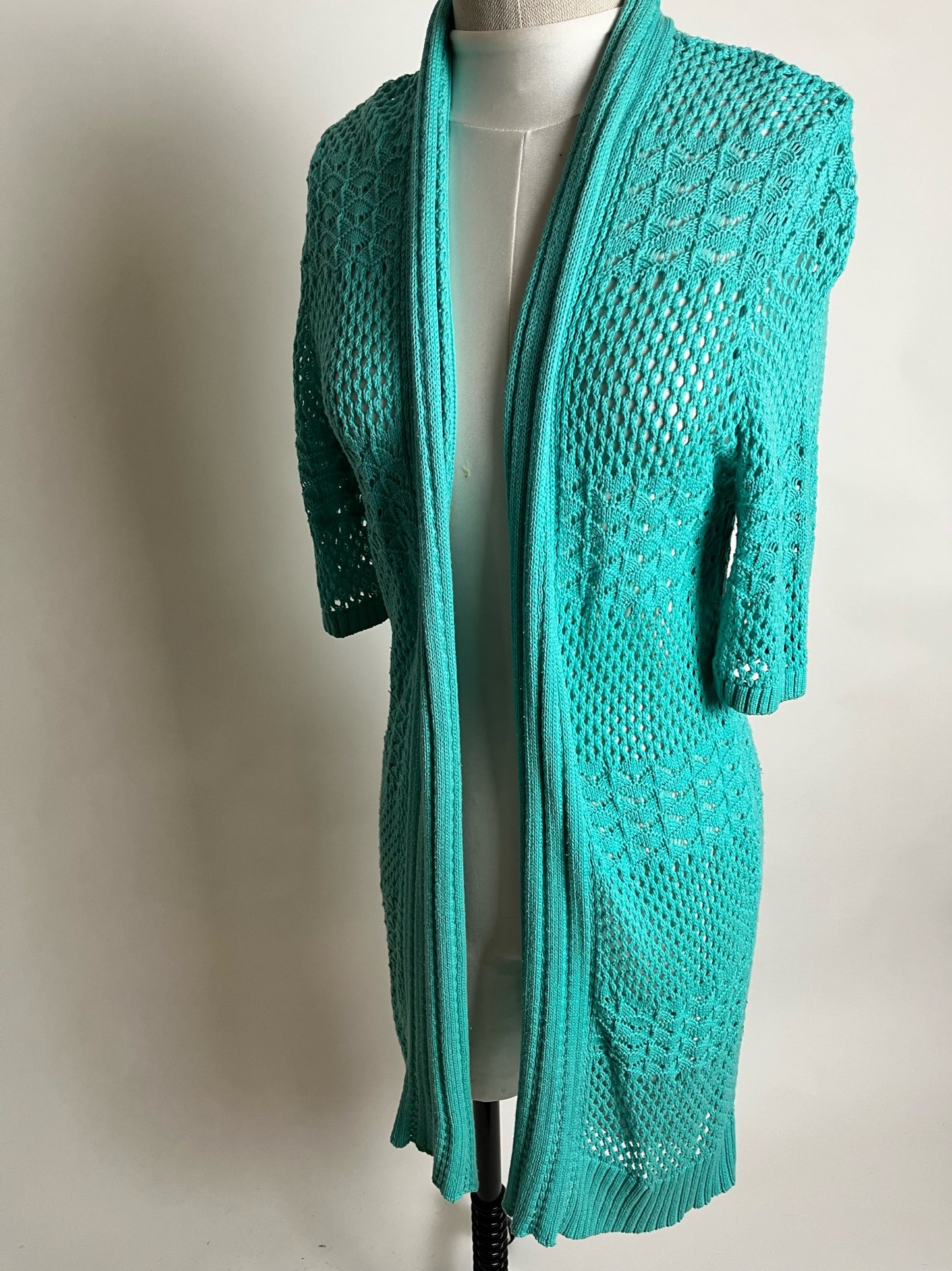 teal sweater duster