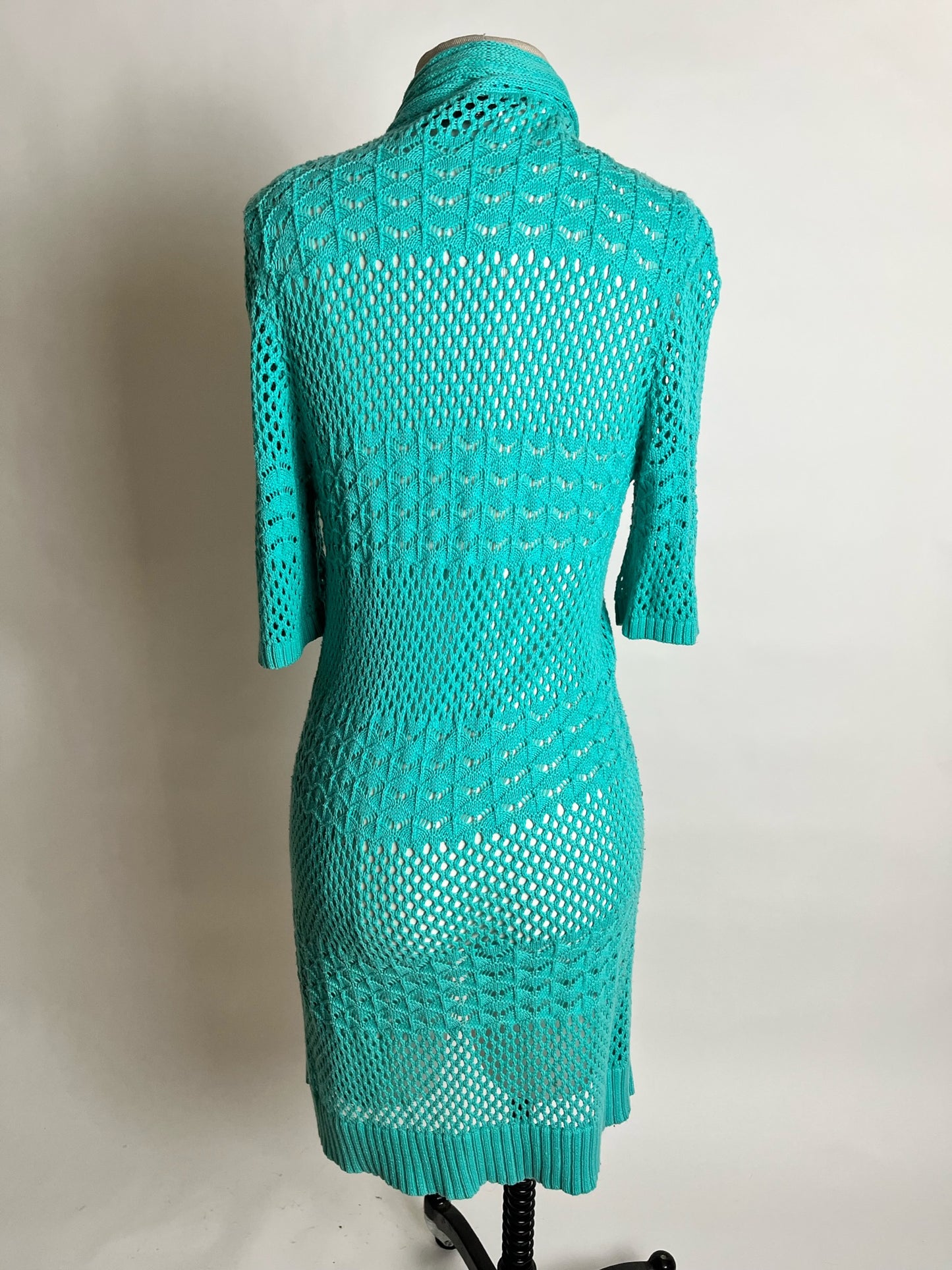 teal sweater duster