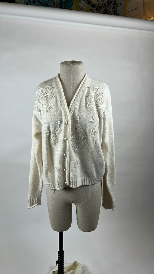 cream vintage beaded sweater