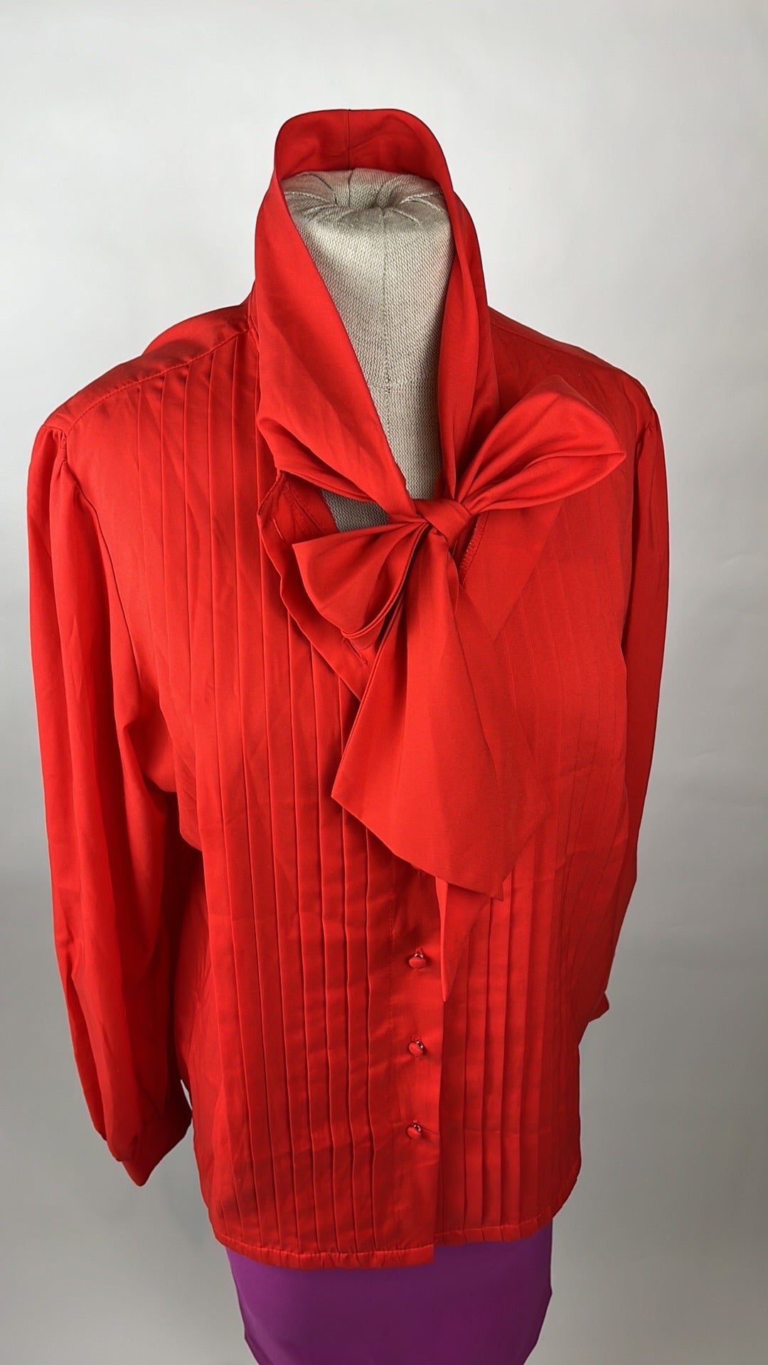 red vintage blouse with tie in front