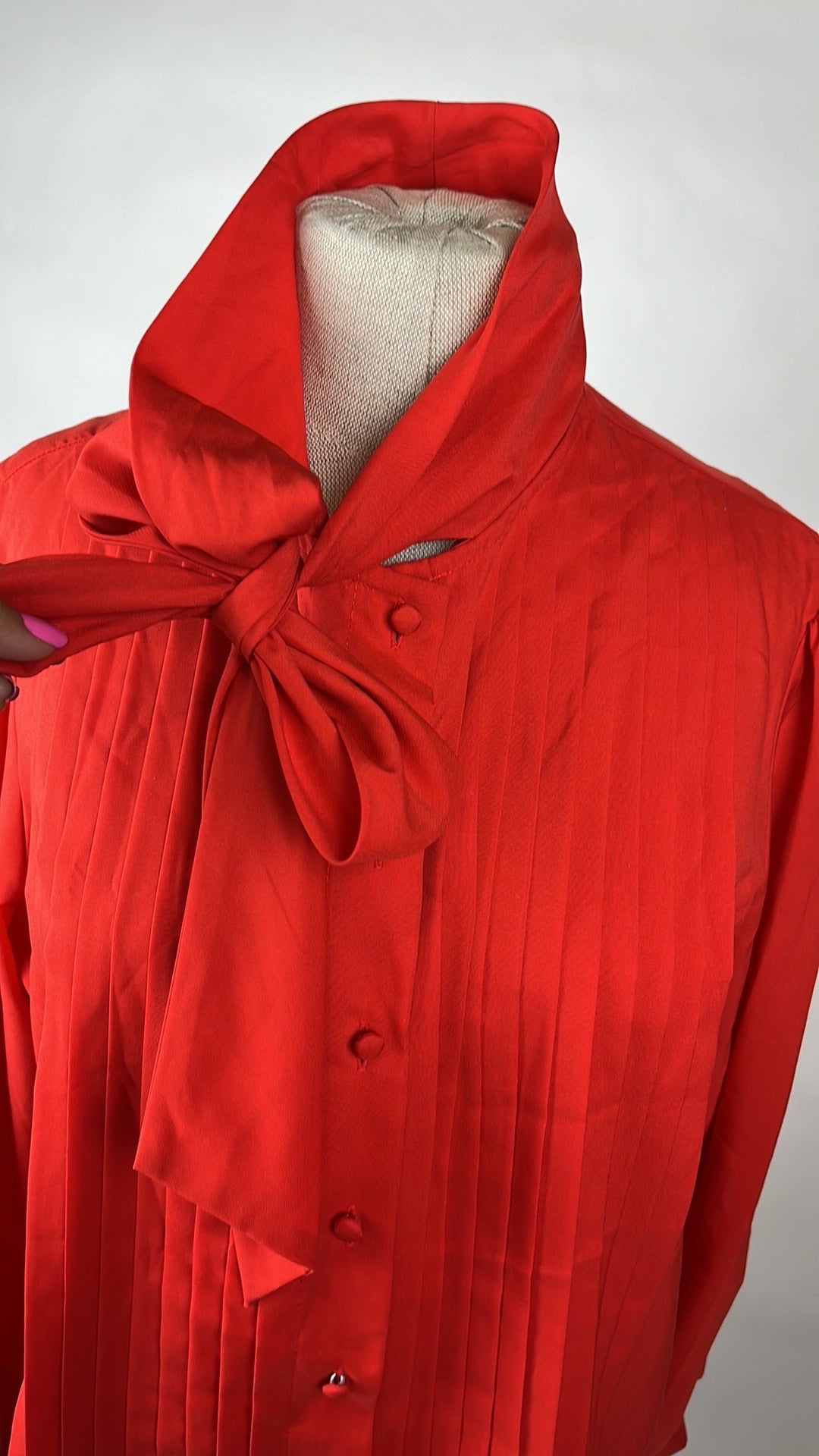 red vintage blouse with tie in front