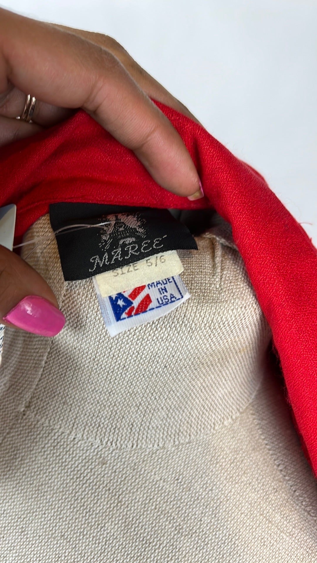 red vintage short blazer with buttons