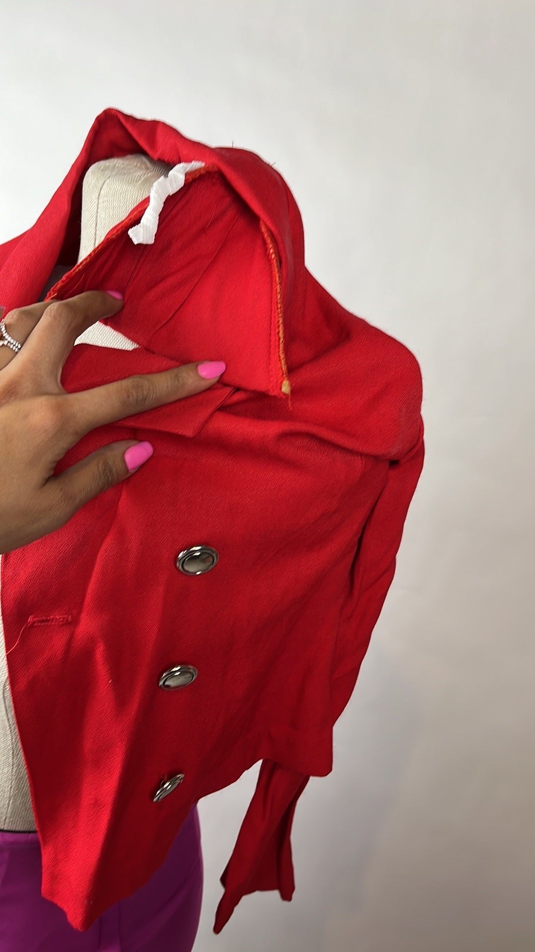 red vintage short blazer with buttons