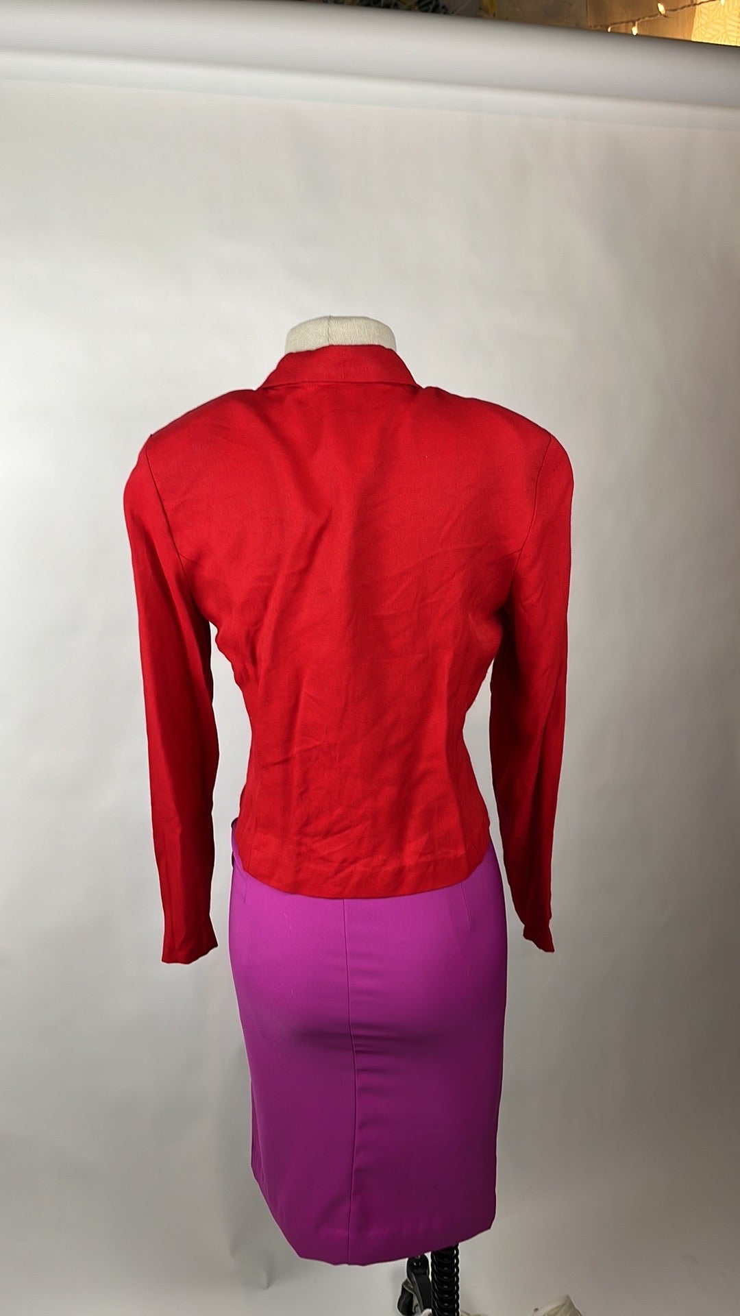 red vintage short blazer with buttons