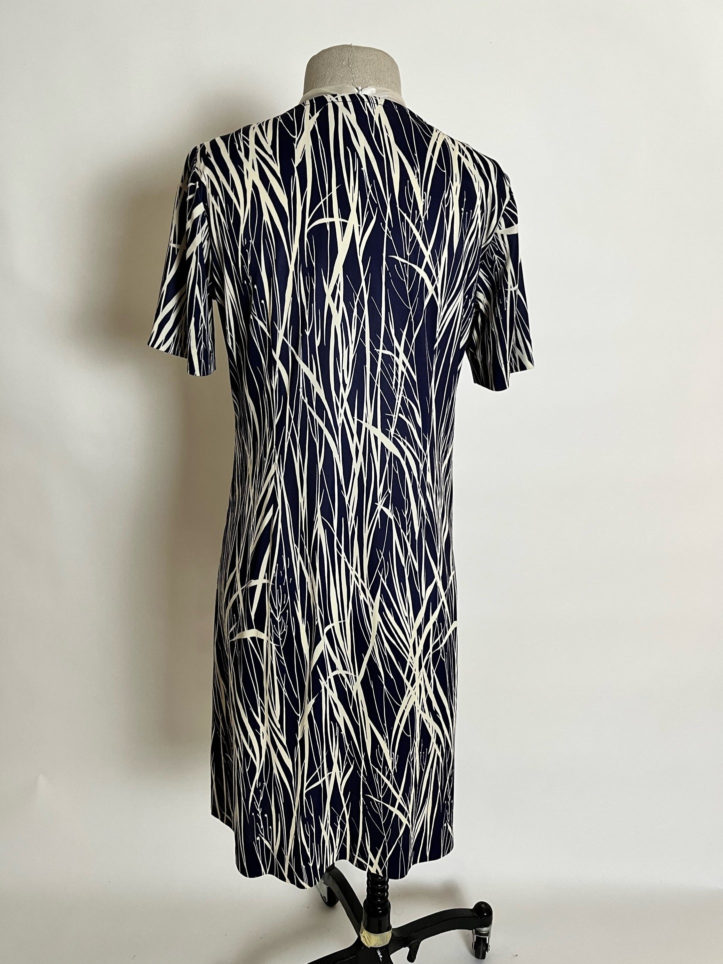 navy bamboo vintage dress with zipper