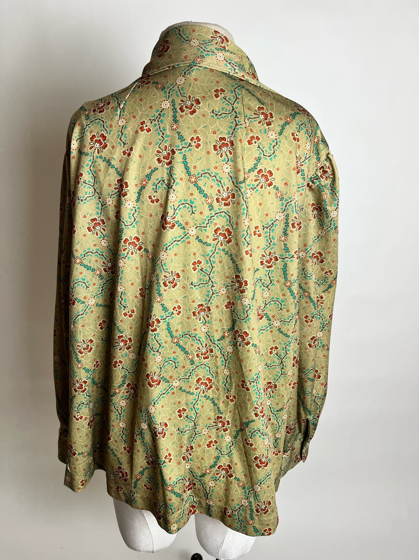 olive long sleeve vintage cover up top